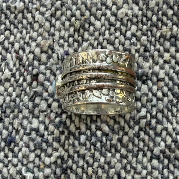 Beachy Silver Rings with Blue and Turquoise Stones size 8 - Picture 3 of 3